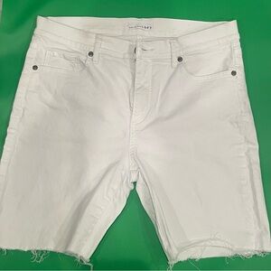 LOFT 
White Jean Shorts Distressed Cut-Offs